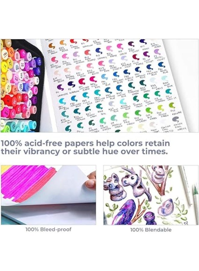 أوهوهو دفتر رسم فني مقاس 6.9 انش 6.5 انش مربع صغير، 120 باوند/200 غرام لكل متر مربع، ورق رسم ناعم ثقيل وناعم، 30 ورقة/60 صفحة، دفتر رسم بغلاف كرتوني، مخصص لاقلام الكحول - Image 4