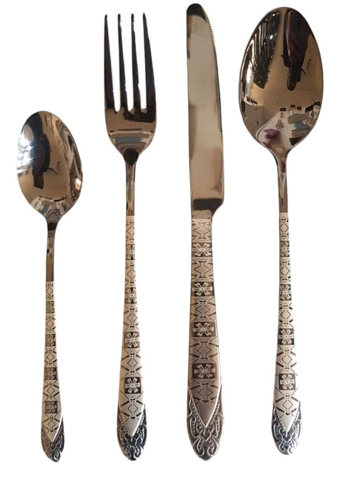 Dark Silver Spoons and Forks Set with Square Silver Stand shape 2 - 24 Pieces