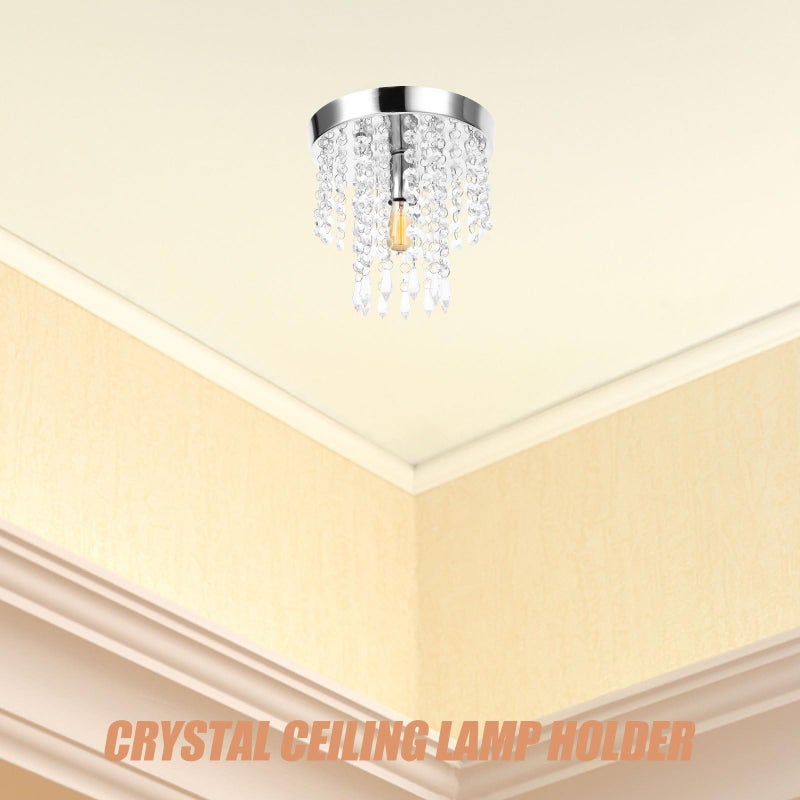 Crystal Ceiling Light Flush Mount Chandelier 200Mm Diameter E14 Base For Living Room Bedroom - Image 5