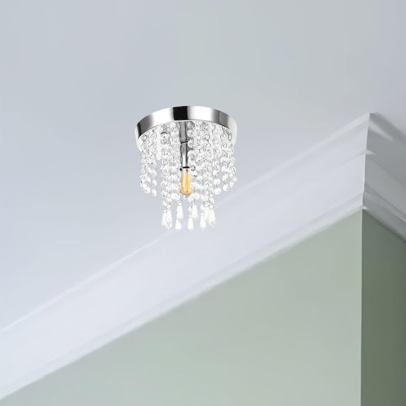 Crystal Ceiling Light Flush Mount Chandelier 200Mm Diameter E14 Base For Living Room Bedroom - Image 4