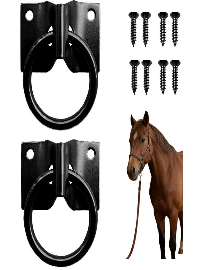 ZENSEWEN 2 Pack Cross Tie Rings for Horses - Block Tie Ring for Horse Stall/Stable, Equestrian & Livestock Barn Supplies, Hay Net Loop Tie Down Accessories - Image 1