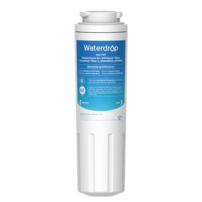 Waterdrop UKF8001 Refrigerator Water Filter 4, Replacement for Whirlpool® EDR4RXD1, EveryDrop® Filter 4, Maytag® UKF8001AXX-750, UKF8001AXX-200, 46-9006, Puriclean II, WF-UKF8001, WD-F07 - Image 1