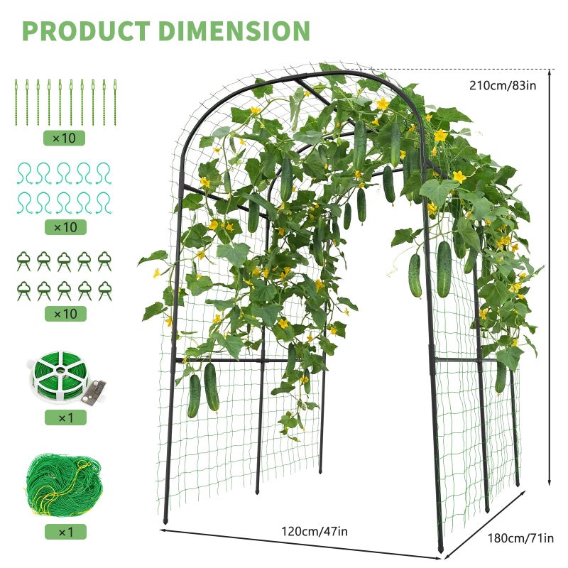 DoCred Tall Garden Arch Trellis for Climbing Plants, 83 Inch Tall Metal Plant Support Trellis Archway for Climbing Vine Vegetable/Fruit/Flower Outdoor Yard Lawn Garden Arch Tunnel Trellis - Image 5