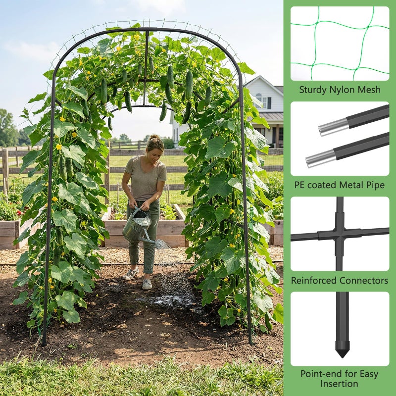 DoCred Tall Garden Arch Trellis for Climbing Plants, 83 Inch Tall Metal Plant Support Trellis Archway for Climbing Vine Vegetable/Fruit/Flower Outdoor Yard Lawn Garden Arch Tunnel Trellis - Image 4