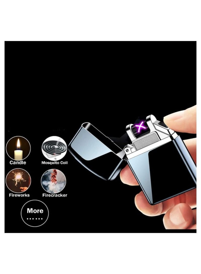 Rechargeable Lighter,Windproof Flameless,Touch Induction,Single Double Arc Lighter Plasma,USB Lighter with Battery Indicator - Image 1