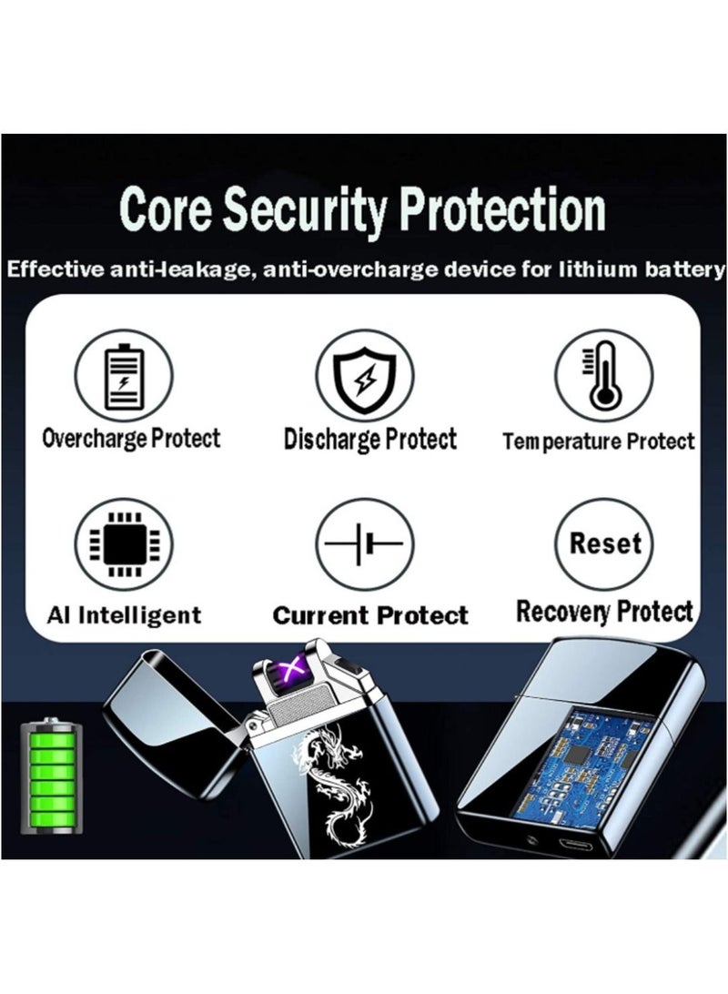 Rechargeable Lighter,Windproof Flameless,Touch Induction,Single Double Arc Lighter Plasma,USB Lighter with Battery Indicator - Image 2