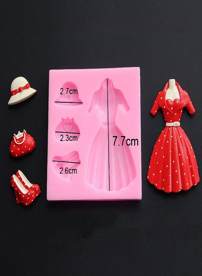 Fewo Lady Skirt Silicone Fondant Mold Women High Heel Shoe Bag Hat Chocolate Candy Mold Princess Dress Gum Paste Birthday Party Cake Decorating Tools - Image 3