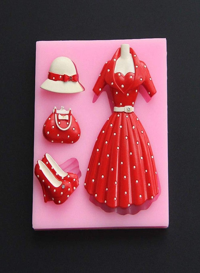 Fewo Lady Skirt Silicone Fondant Mold Women High Heel Shoe Bag Hat Chocolate Candy Mold Princess Dress Gum Paste Birthday Party Cake Decorating Tools - Image 2