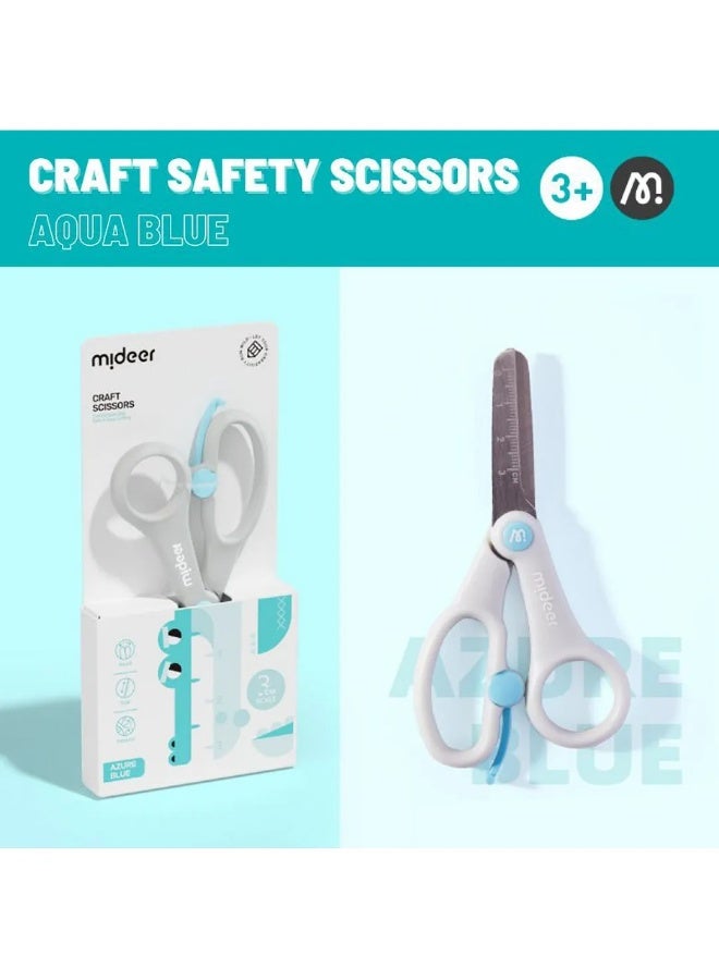 MiDeer Kids Safety Craft Scissors for Children Age 3+ – Rust Resistant Stainless Steel Blades, Rounded Tip Safety Design, Ergonomic Grip Handle, School Craft Scissors for Paper Cutting, Scrapbooking & DIY Art Projects – Aqua Blue - Image 2