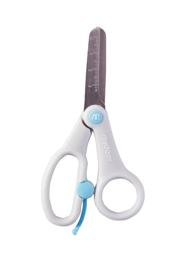 MiDeer Kids Safety Craft Scissors for Children Age 3+ – Rust Resistant Stainless Steel Blades, Rounded Tip Safety Design, Ergonomic Grip Handle, School Craft Scissors for Paper Cutting, Scrapbooking & DIY Art Projects – Aqua Blue - Image 1