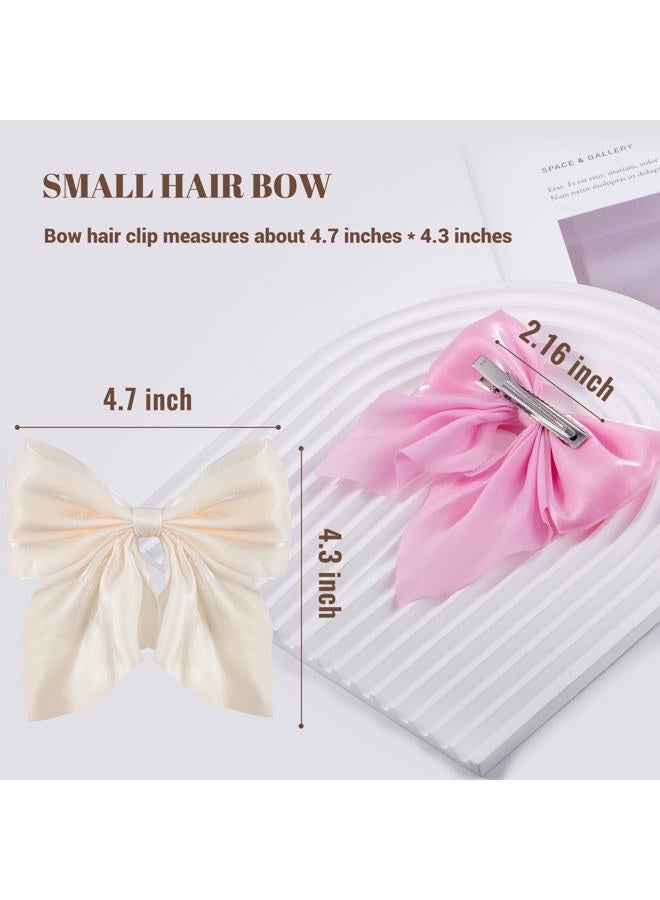 hisial 8 Pcs Hair Bows for Women Short Tail Bow Hair Clips Small Alligator Barrettes Cute Accessories for Girls (Beige/Pink/Bean Pink/Red) - Image 2