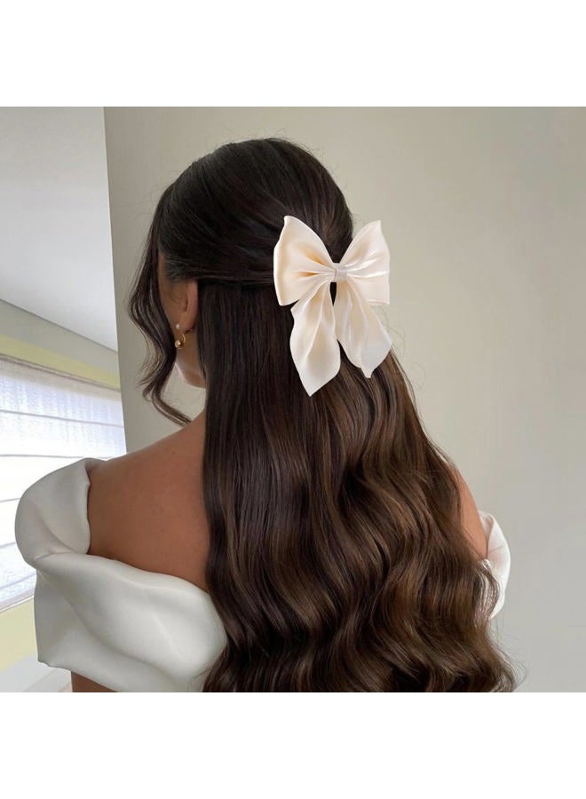 hisial 8 Pcs Hair Bows for Women Short Tail Bow Hair Clips Small Alligator Barrettes Cute Accessories for Girls (Beige/Pink/Bean Pink/Red) - Image 4