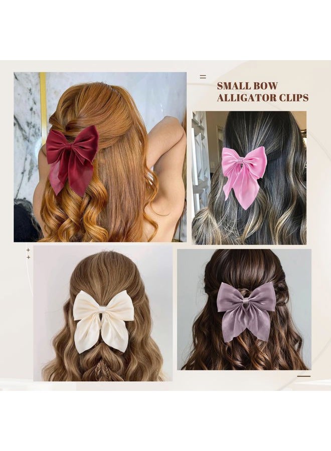 hisial 8 Pcs Hair Bows for Women Short Tail Bow Hair Clips Small Alligator Barrettes Cute Accessories for Girls (Beige/Pink/Bean Pink/Red) - Image 5