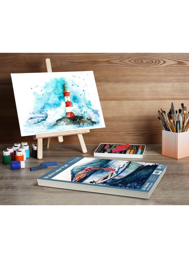 Better Office Products - 9" X 12" Watercolor Pad, 3 Pack (150 Extra Heavyweight Sheets), 140 Lb/300Gsm, Gaouche Book With Fold-Over Cover, Gum Bound Easy Tear, Acid Free, Cold Press, Natural White - Image 1