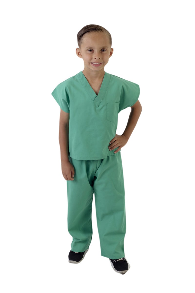 Natural Uniforms Childrens Scrub Set-Soft Touch-Role Play Costume Set (Surgical Green, 12/14) - Image 3