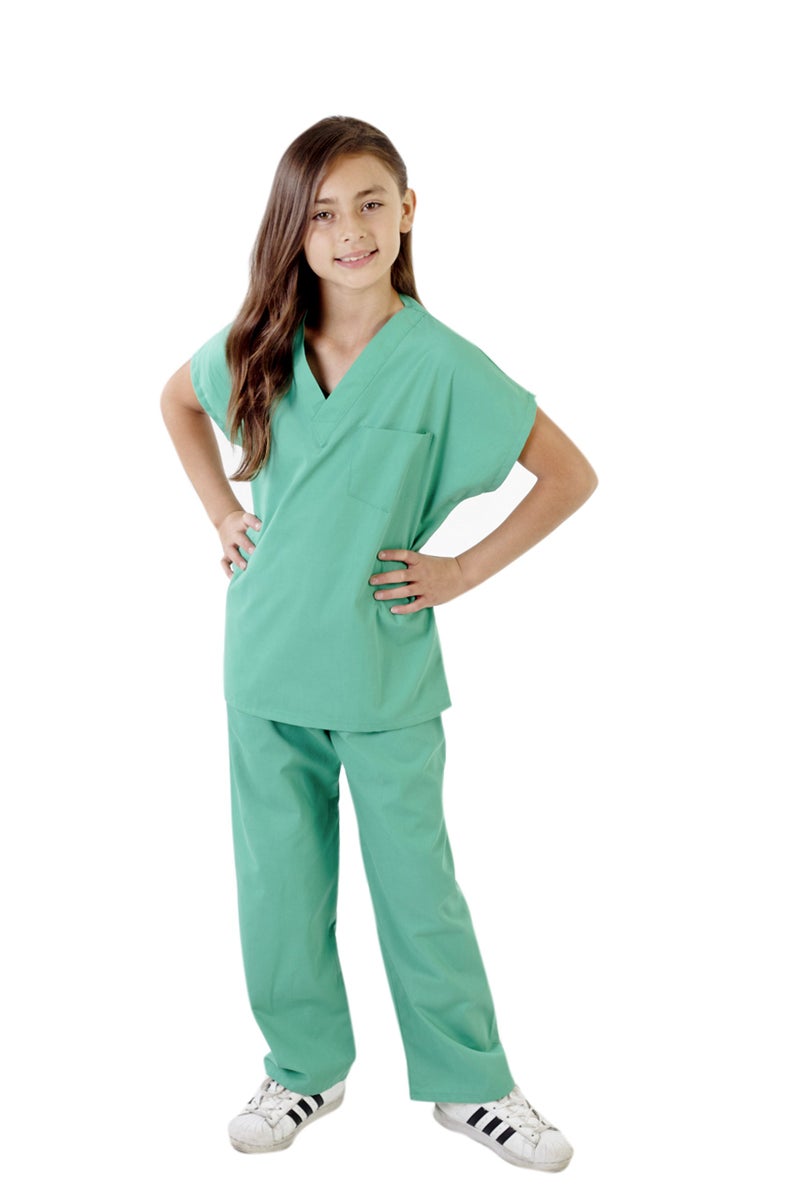 Natural Uniforms Childrens Scrub Set-Soft Touch-Role Play Costume Set (Surgical Green, 12/14) - Image 2