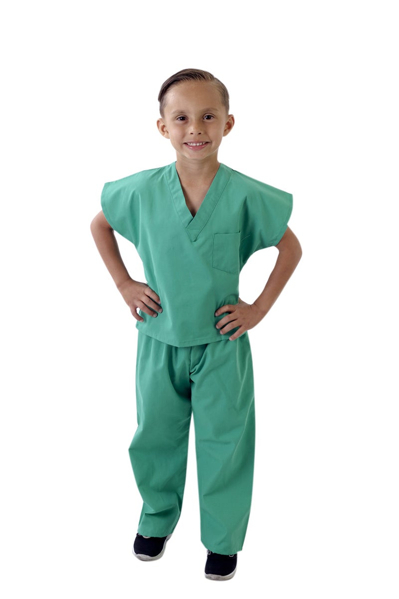 Natural Uniforms Childrens Scrub Set-Soft Touch-Role Play Costume Set (Surgical Green, 12/14) - Image 4