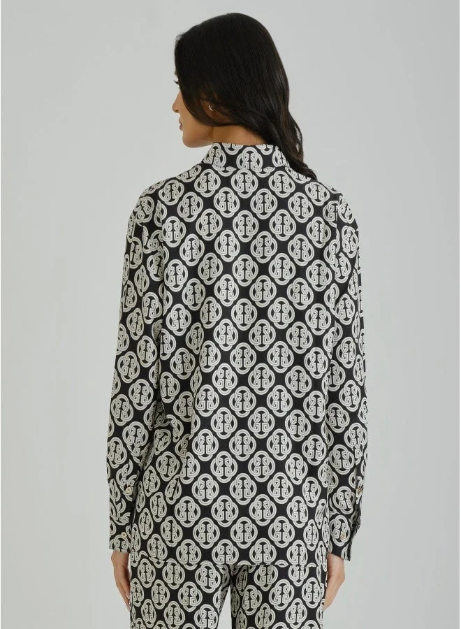 غانت بلوزة نسائية سوداء مطبوعة من مجموعة رمضان من جانت