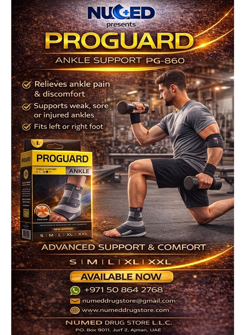 PROGUARD Classic Nylon Ankle Support PG-860 Sizes S, M, L, XL, XXL - Image 1