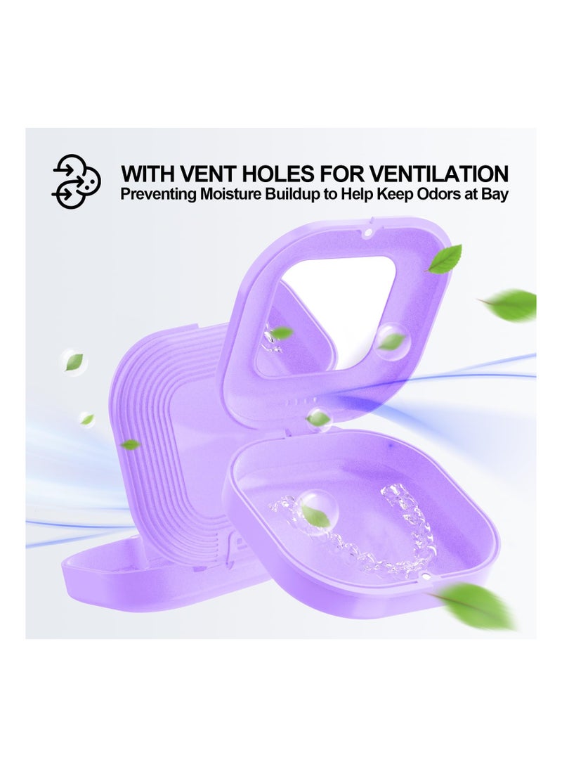 SYOSI Retainer Case with Built-in Mirror for Dental Retainers, Ventilated Retainer Holder Case with Retainer Removal Tool, Chewies & Brush Compatible with Invisalign, Aligner and Night Guard Case - Image 3