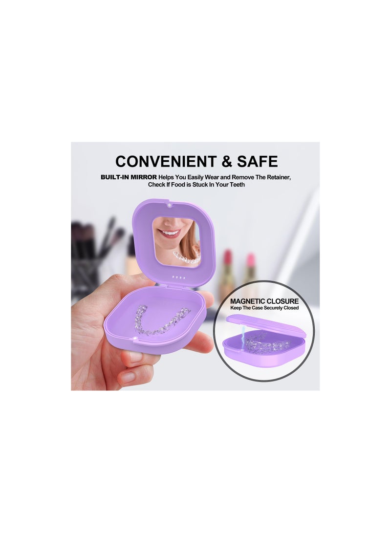 SYOSI Retainer Case with Built-in Mirror for Dental Retainers, Ventilated Retainer Holder Case with Retainer Removal Tool, Chewies & Brush Compatible with Invisalign, Aligner and Night Guard Case - Image 4