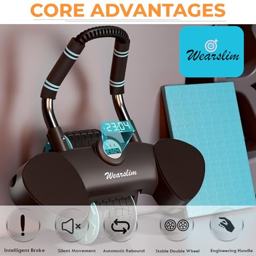 Wearslim® Abs Roller for Men & Women| Advanced Ab Roller with Automatic Rebound| Abs Roller Wheel with Strong Elbow Support, Timer, Mobile Holder & Knee Pad| Abdominal Strength Training Home Gym Equipment|For Abdominal Core Exercises, Core Strength, Plank and Full Body Strength Training - Image 3