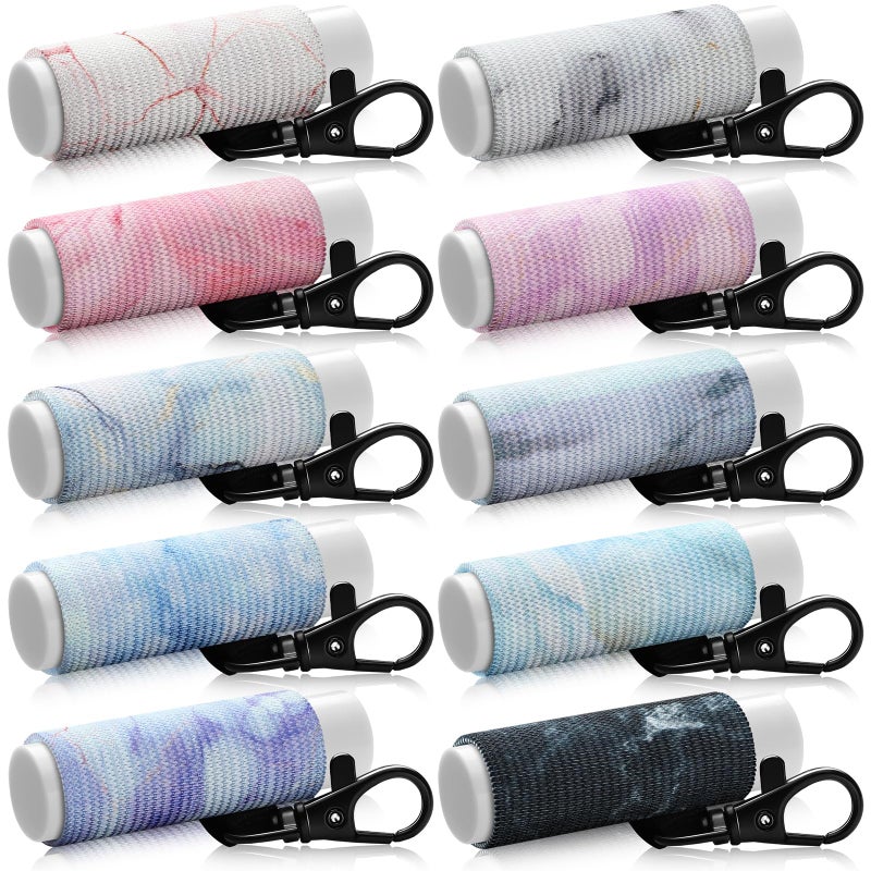 Sureio 10 Pack Lip Balm Holder Keychain Compact Clip On lipstick Lip Gloss Holder Keychain Elastic lipstick Sleeve ClipMarble Style