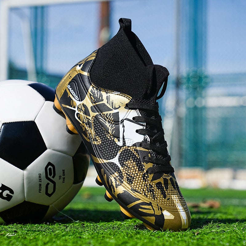 Children'S Football Shoes Men'S And Women'S High-Top Sneaker Lawn Anti-Slip Nail Training Shoes Primary School Students' Spike Sneakers - Image 5