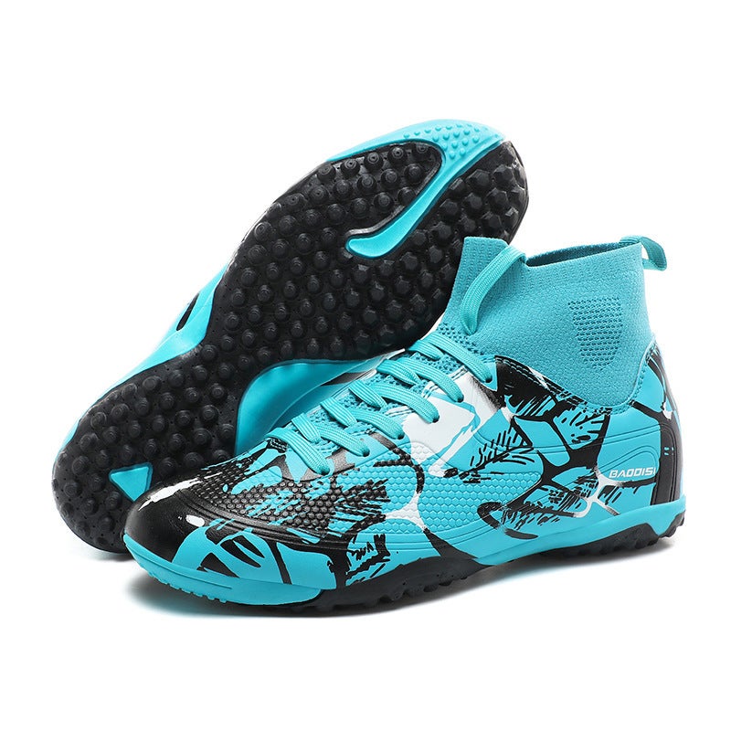 Children'S Football Shoes Men'S And Women'S High-Top Sneaker Lawn Anti-Slip Nail Training Shoes Primary School Students' Spike Sneakers - Image 1