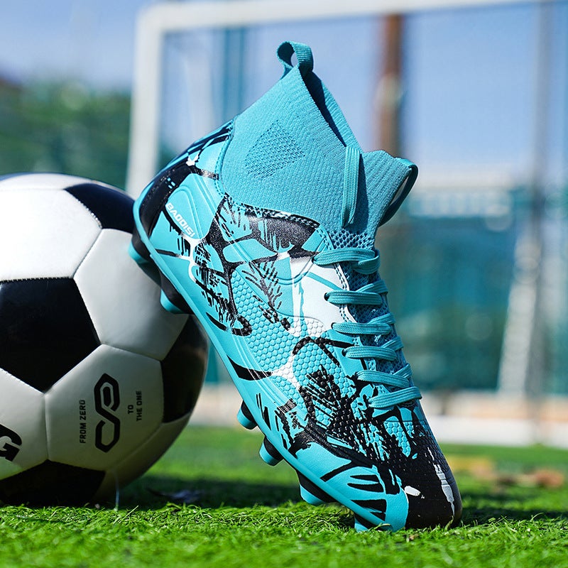 Children'S Football Shoes Men'S And Women'S High-Top Sneaker Lawn Anti-Slip Nail Training Shoes Primary School Students' Spike Sneakers - Image 4
