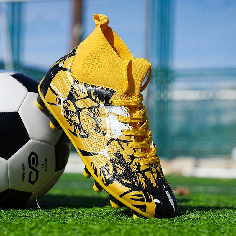 Children'S Football Shoes Men'S And Women'S High-Top Sneaker Lawn Anti-Slip Nail Training Shoes Primary School Students' Spike Sneakers - Image 3