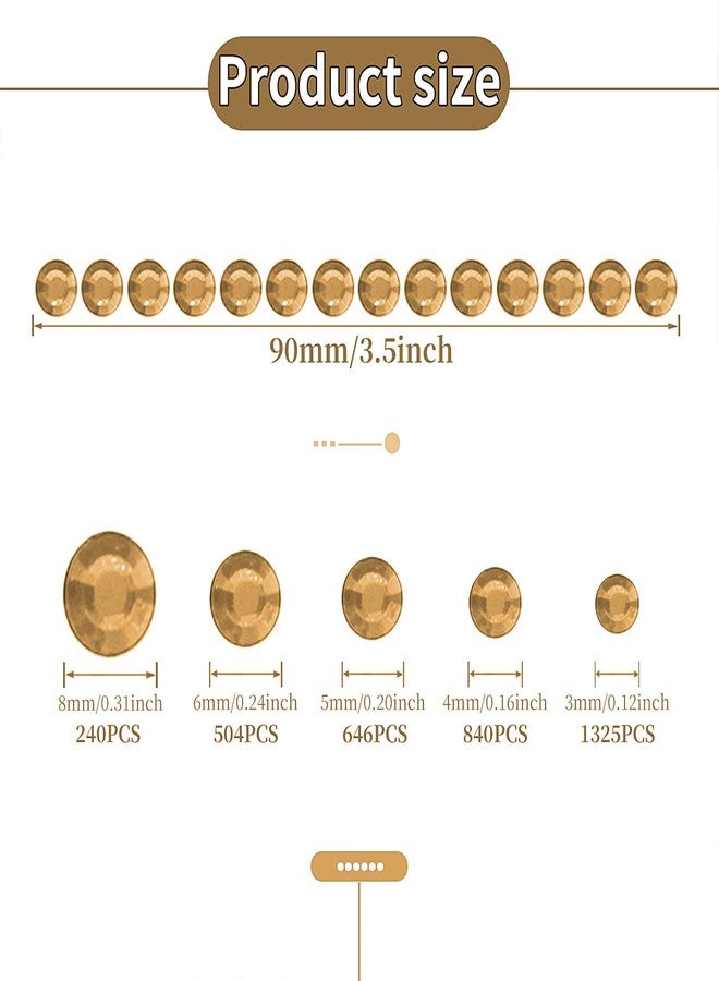 Jacnkb 3555pcs Self Adhesive Face Gems for Makeup, Festival Jewels, Hair Gems, Rhinestone Stickers for Face, Eye, Makeup, Nail, Body, Crafts 5sheets (champagne-3/4/5/6/8mm) - Image 2