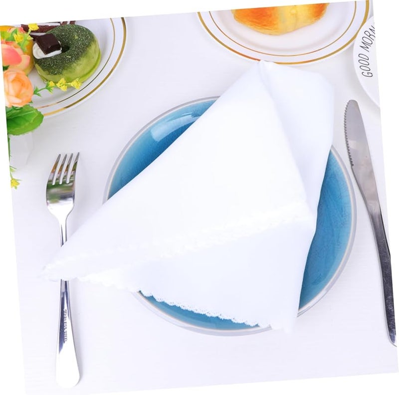 4 قطع مناديل بيضاء صلبة وسادة أدوات مائدة قابلة للغسل بالآلة للمنزل والمطعم والفندق - Image 4