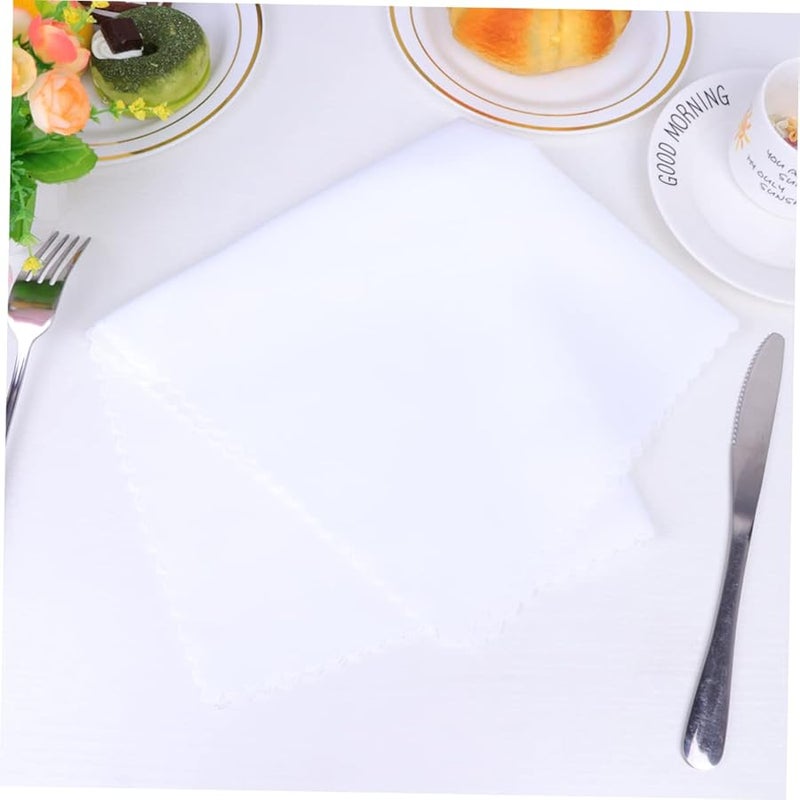 4 قطع مناديل بيضاء صلبة وسادة أدوات مائدة قابلة للغسل بالآلة للمنزل والمطعم والفندق - Image 5