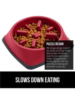 Gorilla Grip Gorilla Grip Slow Feeder Dog and Cat Bowls, Interactive Puzzle Toy for Dogs and Cats Food Training, Keeps Pets Busy and Prevents Puppy Overeating, Large, Small Breeds, 100% BPA Free, 1 Cup Red  - Image 3