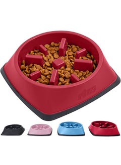 Gorilla Grip Gorilla Grip Slow Feeder Dog and Cat Bowls, Interactive Puzzle Toy for Dogs and Cats Food Training, Keeps Pets Busy and Prevents Puppy Overeating, Large, Small Breeds, 100% BPA Free, 1 Cup Red  - Image 1