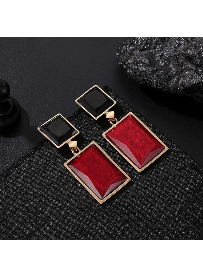 Jewelery Red And Black Crystal Gold Plated Handmade Earrings For Girls And Women