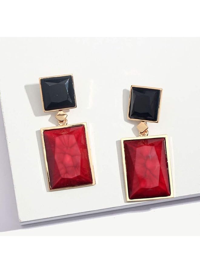 Jewelery Red And Black Crystal Gold Plated Handmade Earrings For Girls And Women