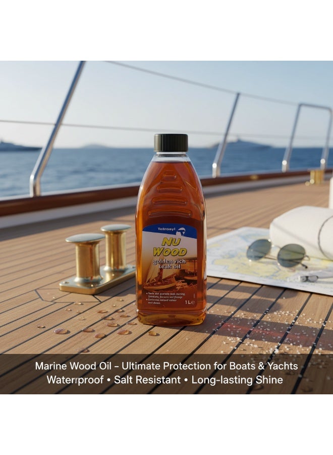 Teak Wood Oil – Strong Protection for Hardwood – Water & UV Resistant – For Indoor, Outdoor & Marine Use – 1 Liter