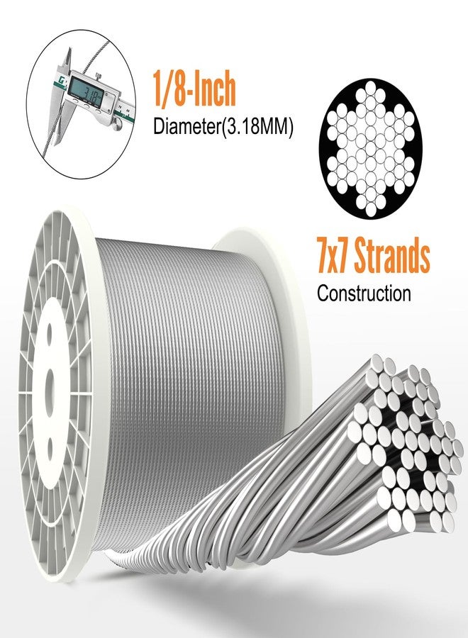 BLIKA 300FT 1/8" Deck Railing Cable with Cable Cutter, T316 Stainless Steel Cable with 7x7 Strands Construction, 1850lbs Breaking Strength Aircraft Cable, 1/8" Stainless Cable, DIY Balustrades - Image 2