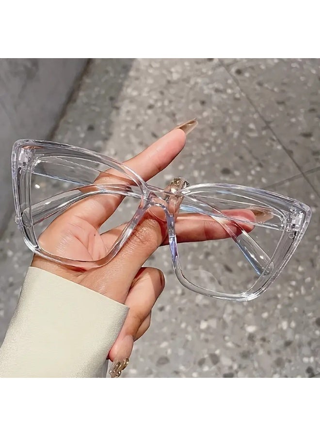 سينت هاوس نظارات نسائية أنيقة كبيرة الحجم بتصميم عيون القطة - ألوان زاهية، تصميم كلاسيكي ومتعدد الاستخدامات، مثالية كهدية أنيقة (مع حافظة نظارات). نظارات زرقاء مانعة للضوء. - Image 4