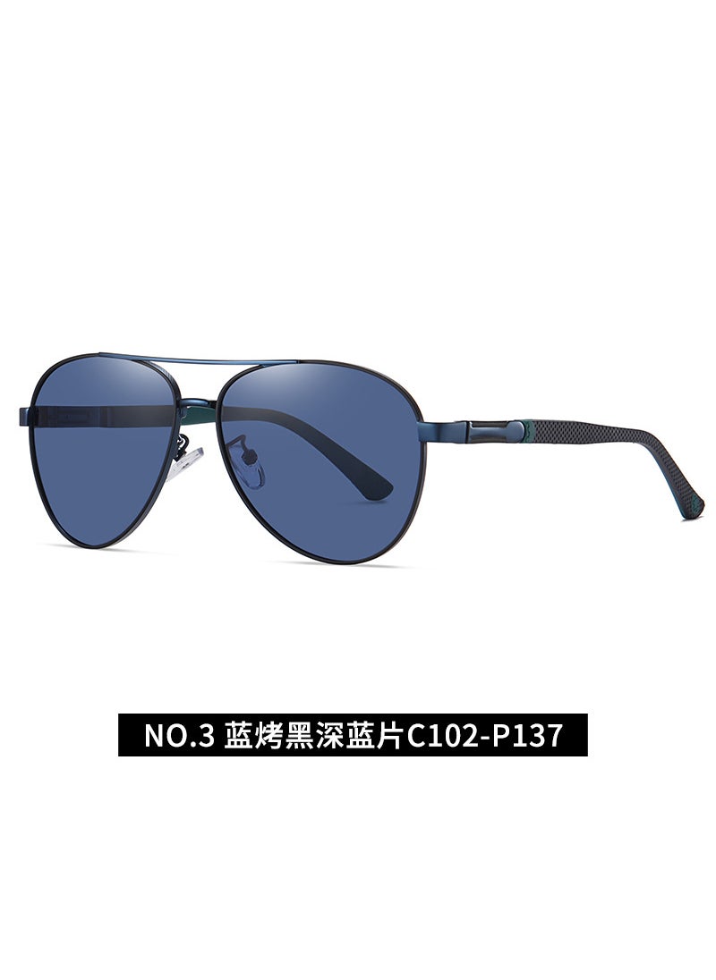Generic - Factory New Mens Polarized Sunglasses 6319 Dual-Color Large Frame Spring Hinges Blue baked black dark blue sliced C102-P137 - Image 1