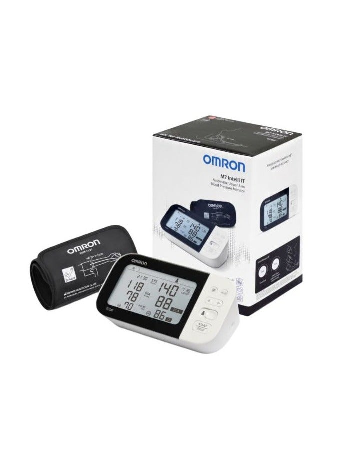 The M7 device automatically monitors blood pressure and is placed on the upper arm.