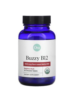 ORA Ora, Buzzy B12, Raspberry Rush, 1,500 mcg, 30 Chewable Tablets  - Image 1