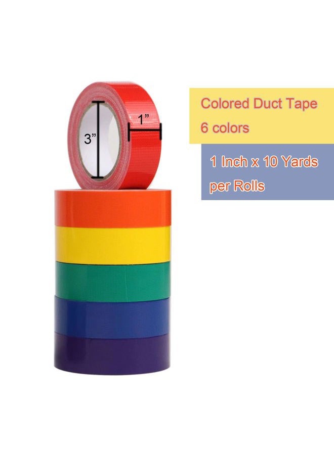 AMOGATO Colored Washi Tape - 1 inch x 10 yards per roll, multi colored duct tapes, rainbow colored duct tape, ideal for DIY, art, home, school, office, multiple colors - Image 5