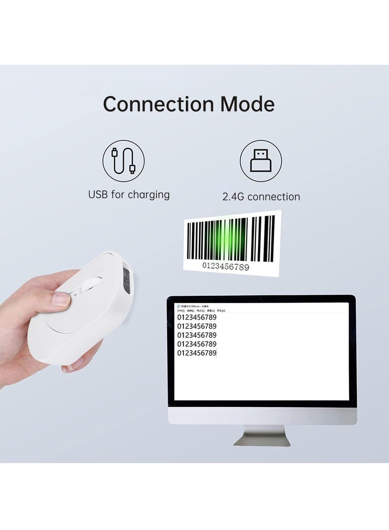 Captaintech Wireless Mouse Barcode Scanner 2D Handheld Barcode Scanner with Wireless Mouse Functions Portable Barcode Reader for Inventory Library Supermarket Pharmacy Logistics - Image 3