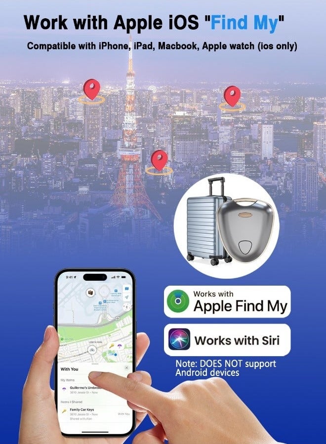 Item Locator, Security SmartTag Works with Apple Find My (iOS only), Phone Finder, Key Finder Compatible with iPhone iPad iWatch Mac, Bluetooth Tracker for Keys Wallets Belongings(Gray-1pcs)  - Image 2