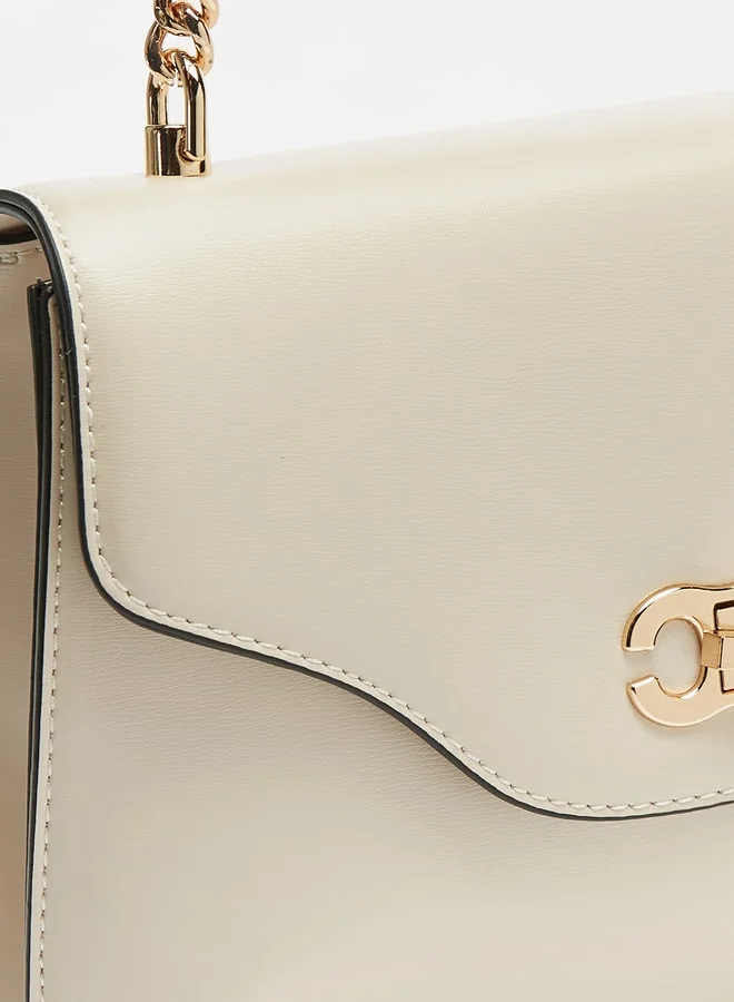 سيليست Solid Crossbody Bag with Chain Strap and Flap Closure