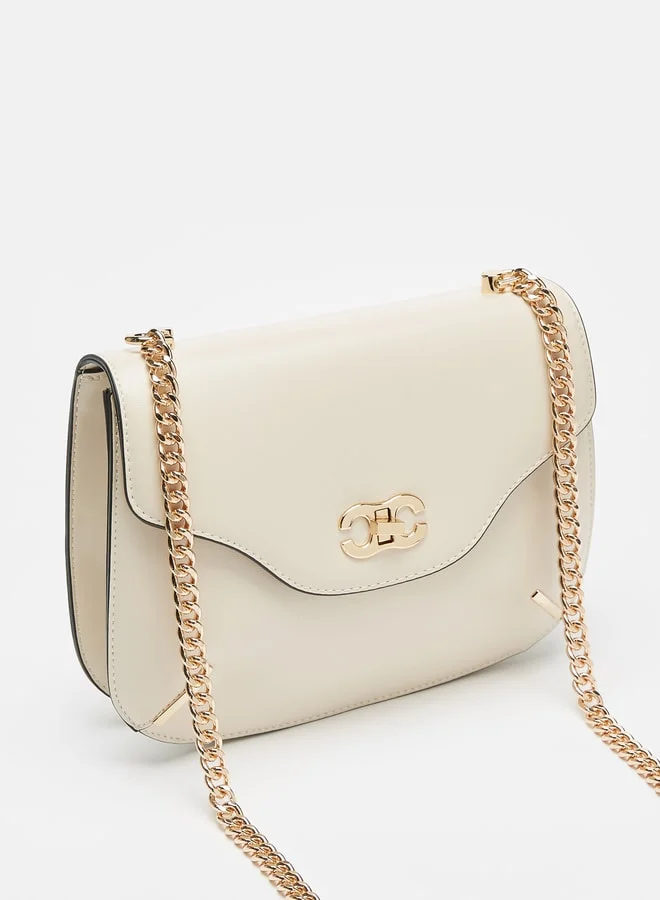 سيليست Solid Crossbody Bag with Chain Strap and Flap Closure