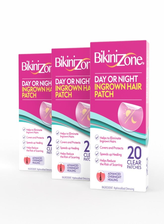 Bikini Zone Ingrown Hair Patches, Hydrocolloid Treatment for Day/Night Use, 20 Count 3 Pack - Image 1